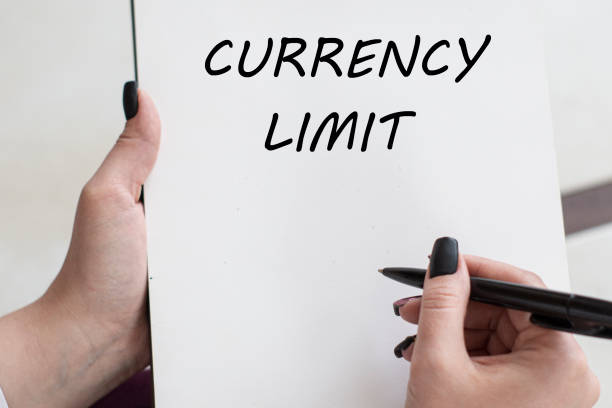 istock words CURRENCY LIMIT writes girl on a blank white sheet 1214652277