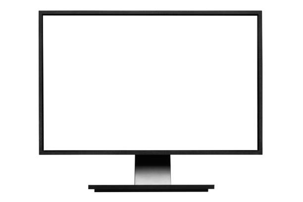Monitor with blank screen on white Monitor with blank screen, isolated on white background full hd format stock pictures, royalty-free photos & images