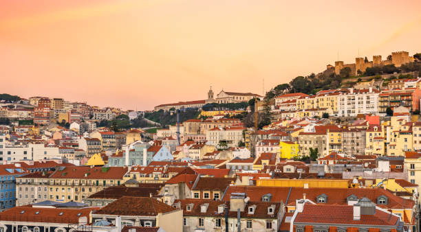 istock Lisbon sunset , Portugal Skyline 1214653380