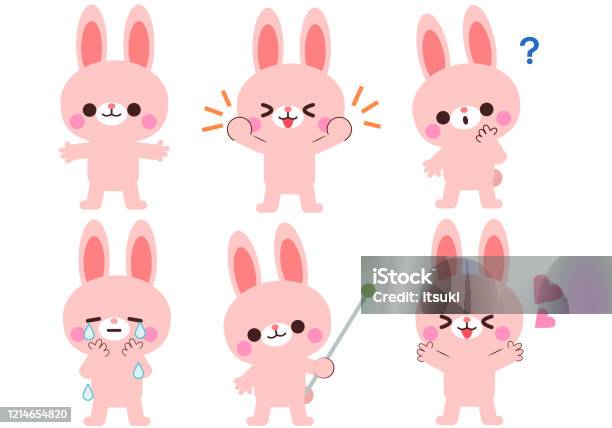 Gesture Style Drawing Rabbit Rabbit Gesture And Facial Expression Illustration Set Stock ...