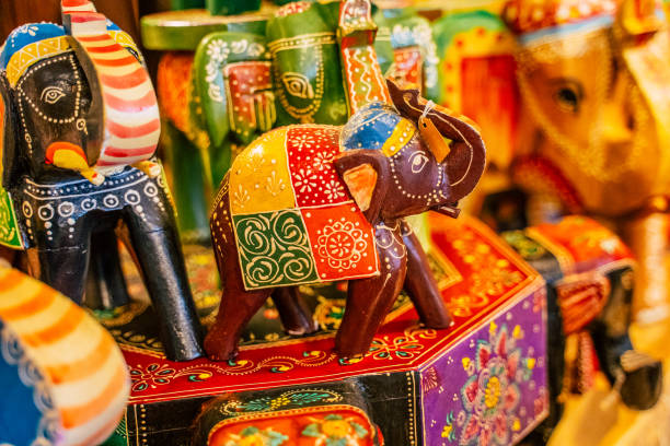 Colorful Indian handicarft art This pic shows Colorful handicraft made from clay by rural artisans for sale in India. craft product stock pictures, royalty-free photos & images