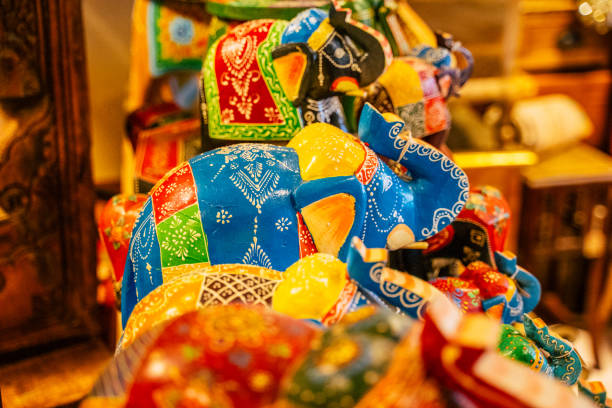 istock Colorful Indian Elephant handicarft. Indian Handmade clay craft 1214656493