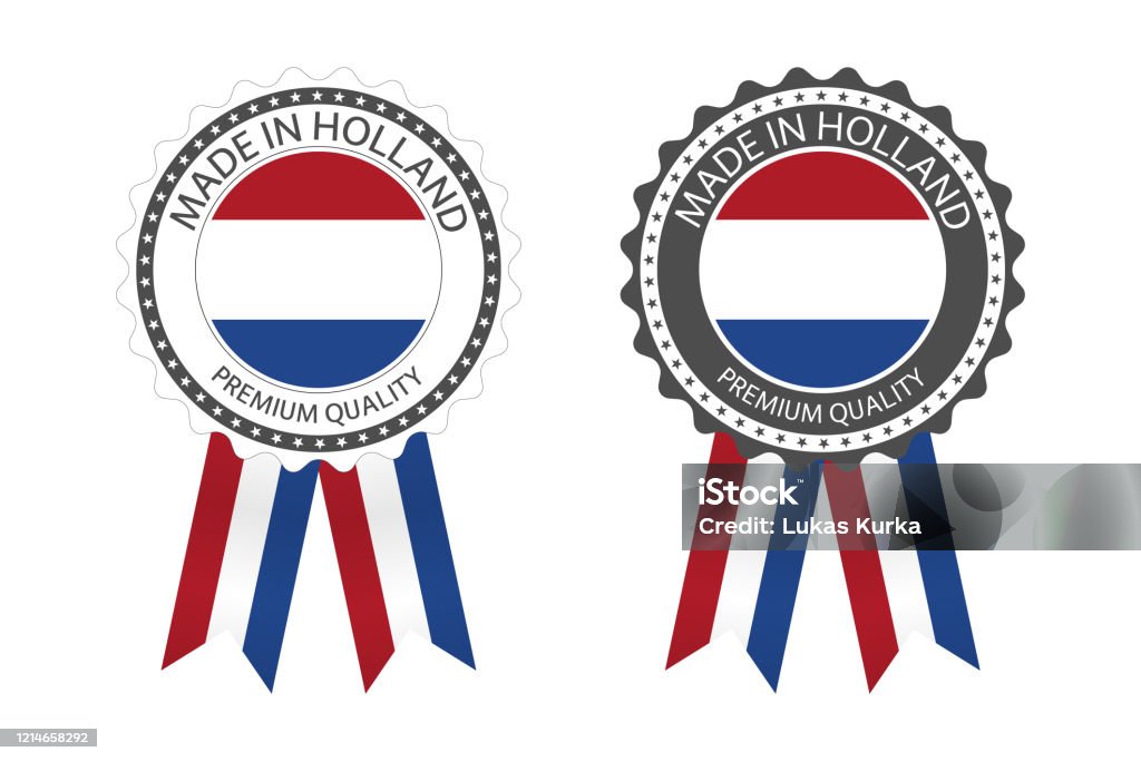 Dutch Sticker Design Two Modern Vector Made In Holland Labels Isolated On White Background ...