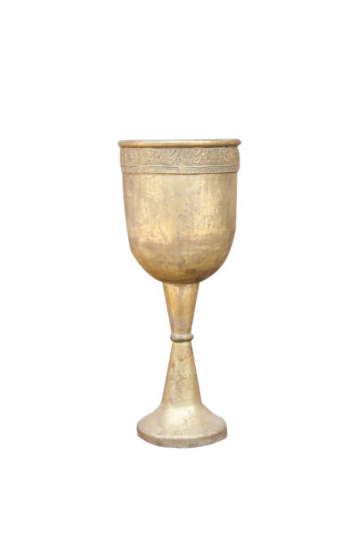 istock Vintage brass wine glass isolated on white background , clipping path 1214658795