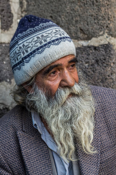 istock Portrait of an old man whose hair is mixed with beard 1214659911