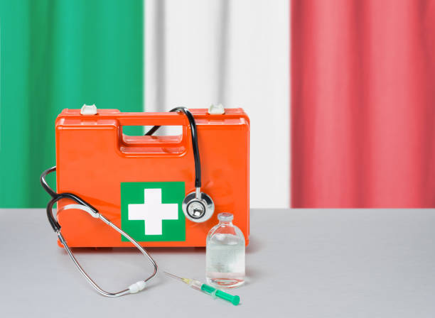 istock First aid kit with stethoscope and syringe - Italy 1214663477