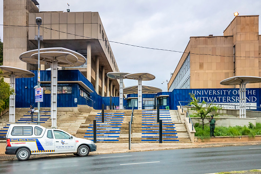 Witwatersrand University entrance in Johannesburg city (WITS),  Johannesburg is also known as Jozi, Jo'burg or eGoli, is the largest city in South Africa.