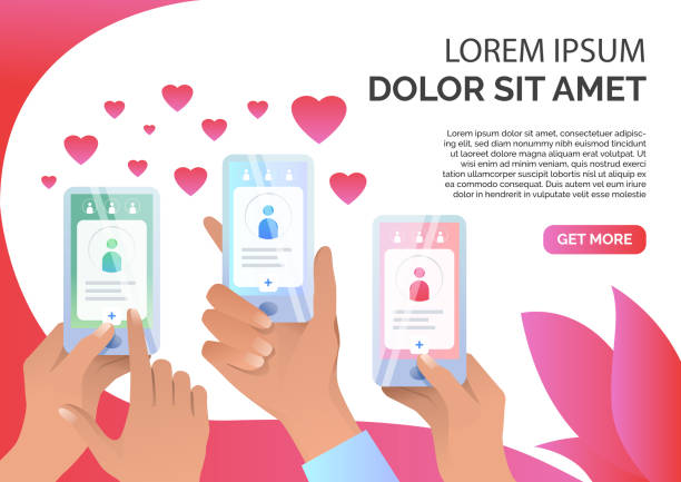 istock Hands holding smartphones with online dating app 1214663589