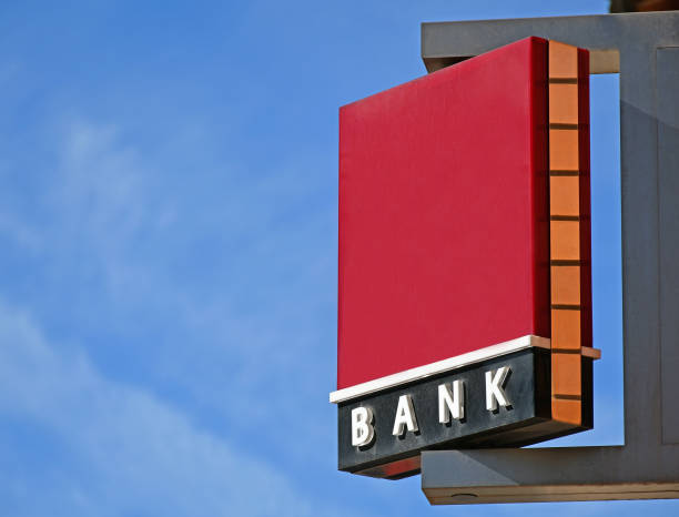 istock Bank sign on the wall 1214667094