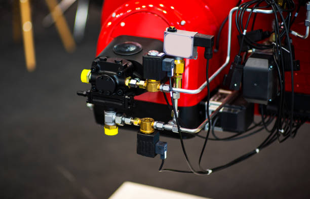 istock Heating system's cooper pipes with ball valves 1214668592
