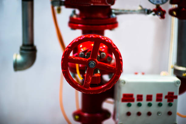 istock Oil and gas processing plant with pipe line valves 1214668609