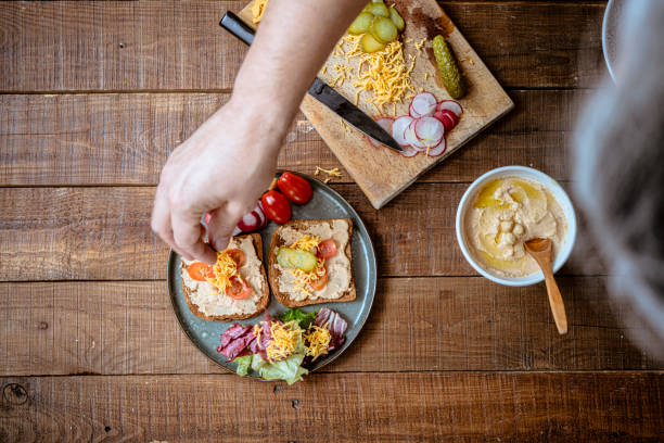 istock Breakfast with homemade hummus 1214670011