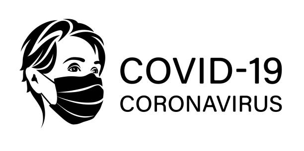 stockillustraties, clipart, cartoons en iconen met covid-19 coronavirus creatief symboolontwerp: menselijk gezicht in medisch masker op witte achtergrond - man met mondkapje