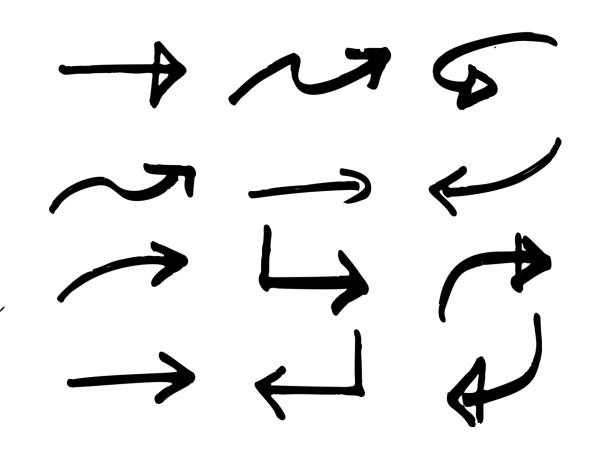 Hand Drawn Sketchy Arrows. Vector Design Elements Hand Drawn Sketchy Arrows. Vector Design Elements arrow symbol stock illustrations