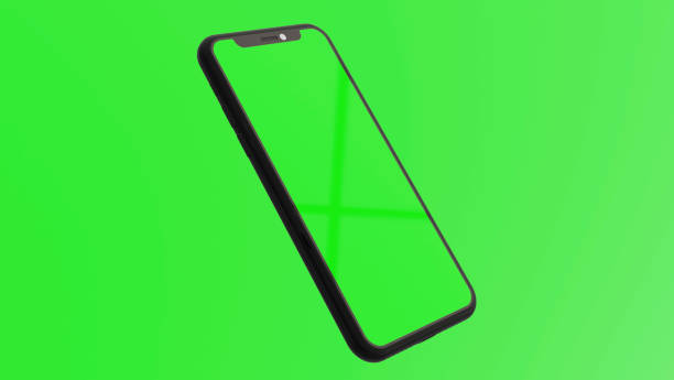 istock 3D Rendered Green Screen Modern smart phone green screen image for mobile app, responsive website mock-ups. white background 1214680657