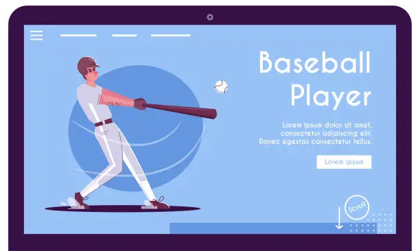 Vector illustration of Baseball player is training. Character design. Cartoon flat illustration