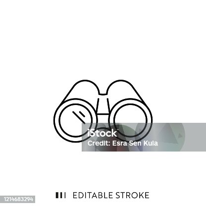 istock Binoculars Line Icon with Editable Stroke and Pixel Perfect. 1214683294