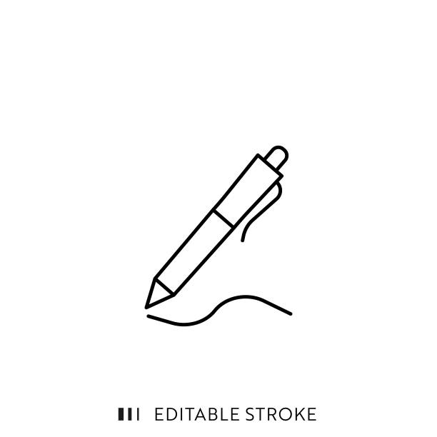 Pen Line Icon with Editable Stroke and Pixel Perfect. Writing Pen Icon with Editable Stroke and Pixel Perfect. pen illustrations stock illustrations