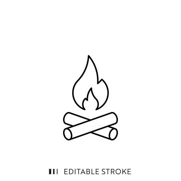 ilustrações de stock, clip art, desenhos animados e ícones de camp fire line icon with editable stroke and pixel perfect. - campfire