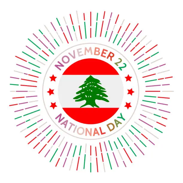 Vector illustration of Lebanon national day badge.