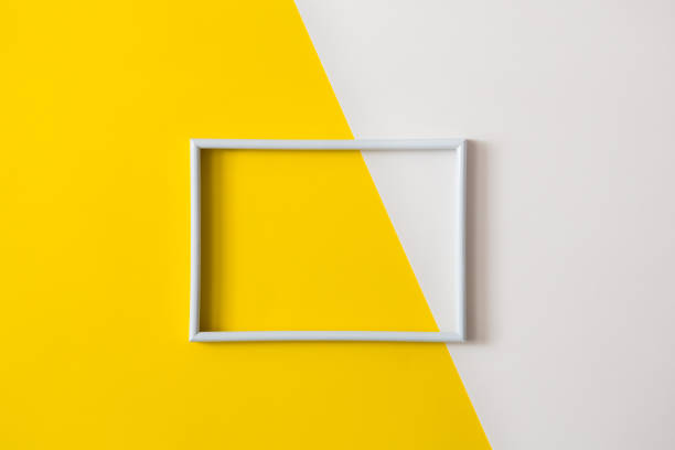 istock Empty photo frame for text on geometric paper background. Birthday. Mother's day. 1214685196