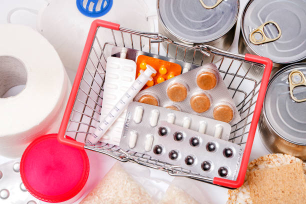 istock Shopping basket medicine virus 1214685459