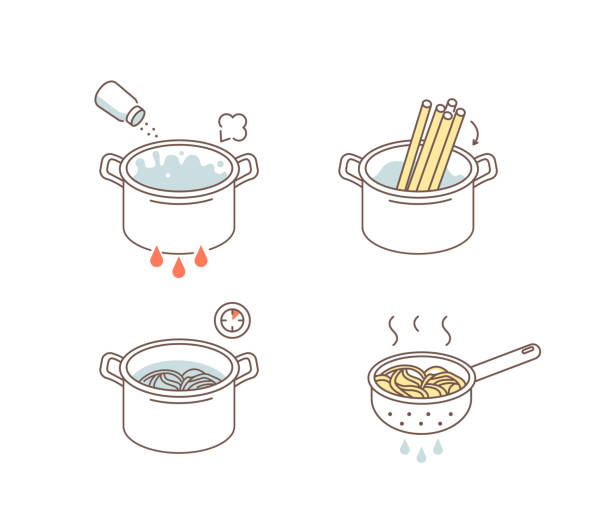 illustrations, cliparts, dessins animés et icônes de cuisson des pâtes - boiling