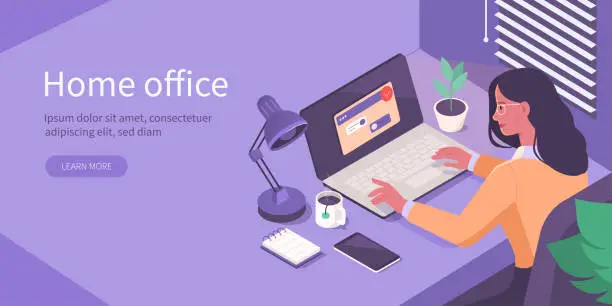 Vector illustration of home office isometric