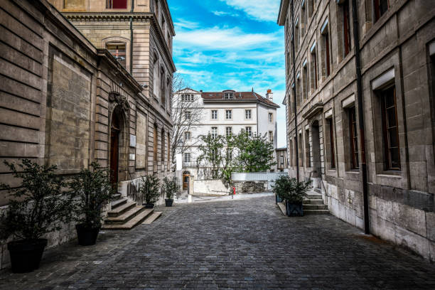 Paved Walkway In Geneva, Switzerland