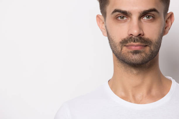 istock Serious caucasian man posing near blank copy space 1214694517