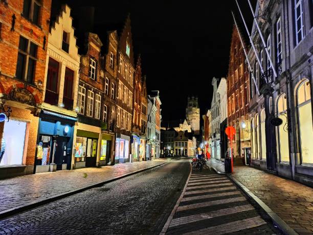 istock Bruges' street at night 1214695475