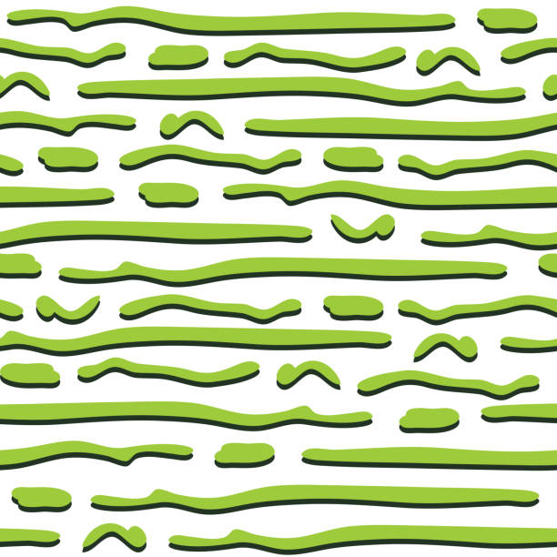 白い背景に緑のブラシストロークを持つシームレスなベクトルパターン。3dラインでテクスチャ壁紙デザイン。 - wallpaper brush paintbrush equipment green点のイラスト素材／クリップアート素材／マンガ素材／アイコン素材
