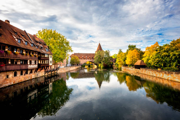 istock Nuremberg, Schlayer Hallergate Bridge over the Pegnitz River. Franconia, Germany 1214702206