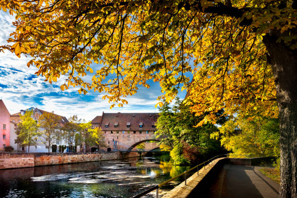istock Nuremberg, Schlayer Hallergate Bridge over the Pegnitz River. Franconia, Germany 1214702289