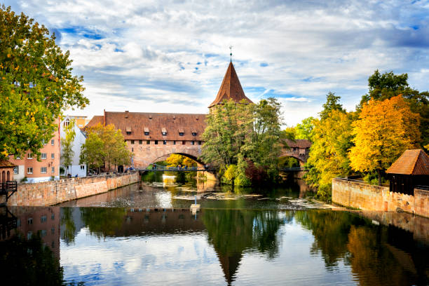 istock Nuremberg, Schlayer Hallergate Bridge over the Pegnitz River. Franconia, Germany 1214702382