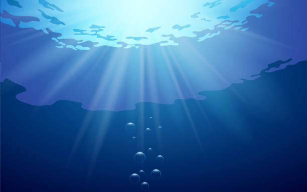 Web beautiful sunlight at under water in the ocean lake illustrations stock illustrations