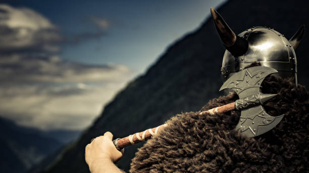 istock Viking warrior on fjord shore, Norway 1214705301