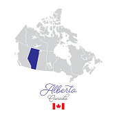 istock Alberta in Canada Vector Map Illustration 1214707451
