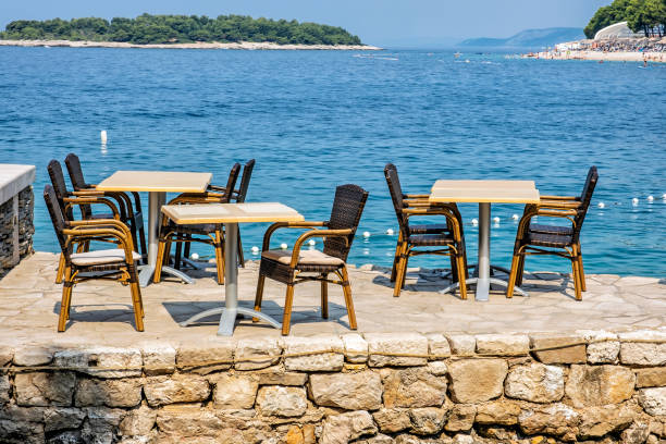 istock Outdoor restaurant in Primosten town, Croatia 1214709521