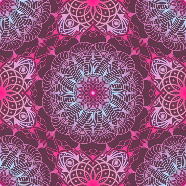 istock Hand drawn seamless pattern vector of colorful mandala with floral elements. Vintage mosaic for design tile, cards, invitations, wallpaper, wrapping paper. Ethnic, islam, arabic, indian, ottoman motif 1214709647