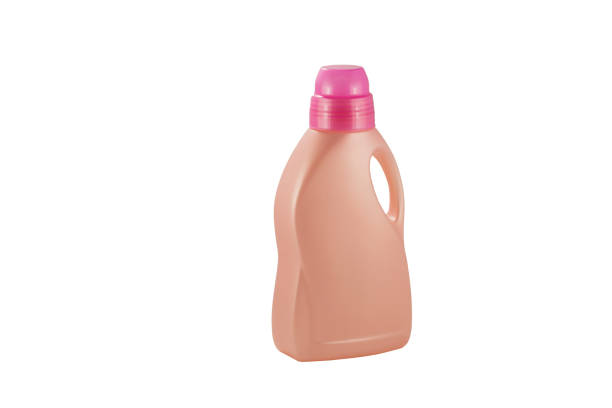 istock Pink plastic bottle for liquid laundry detergent, cleaning agent. 1214709652