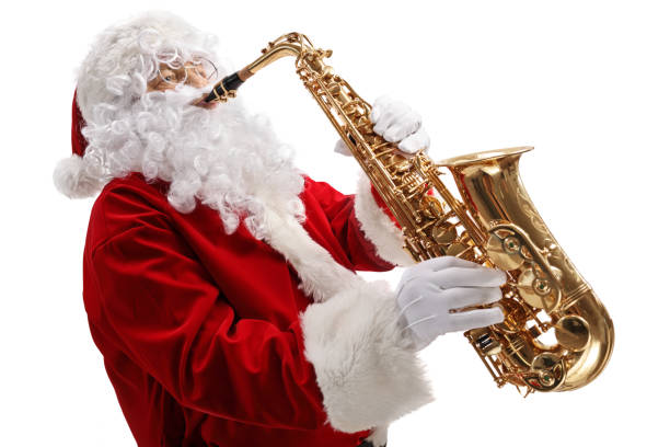 istock Santa claus playing a saxophone 1214710899