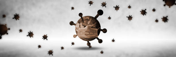 Panoramic World mask protect Corona virus on background with clipping path concept for Earth warning covid19 flu pandemic quarantine, wide environment day care for pneumonitis and symptoms control máscara panorámica del mundo protege el virus corona en segundo plano con el concepto de ruta de recorte para la advertencia de la tierra covid19 cuarentena pandémica de gripe, amplia guardería ambiental para la neumonitis y control de síntomas