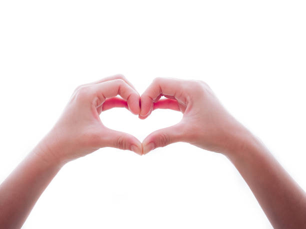 istock Heart symbol from hands on the white light box background 1214713600