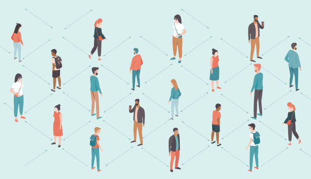 Social distancing  during coronavirus COVID-19 2019-ncov disease oubreak Social distancing concept during coronavirus COVID-19 2019-ncov disease oubreak. People keep distance from each other. Flat vector illustration crowd of people patterns stock illustrations