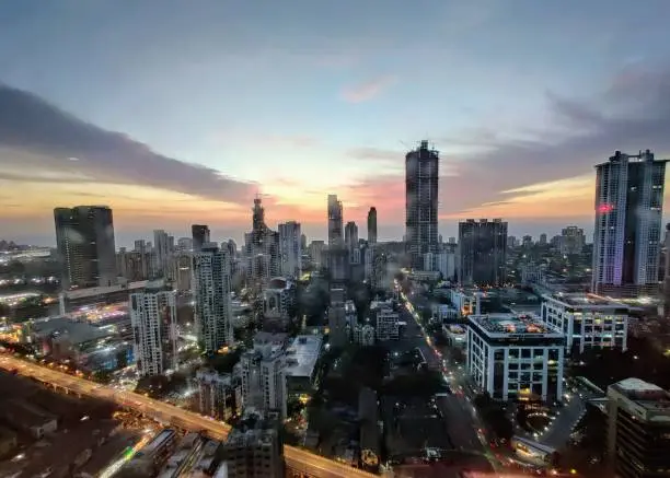 Sunset scenes against the Mumbai Skyline