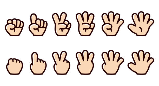 Illustration showing numbers with fingers Illustration showing numbers 1 to 5 with fingers human finger illustrations stock illustrations
