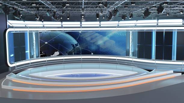 Virtual TV Studio News Set 7. 3d Rendering. This background was created in high resolution with 3ds Max-Vray software. You can use it in your virtual studios. broadcast studio stock pictures, royalty-free photos & images