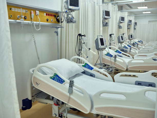 istock Empty beds detail in the emergency room. 1214721732