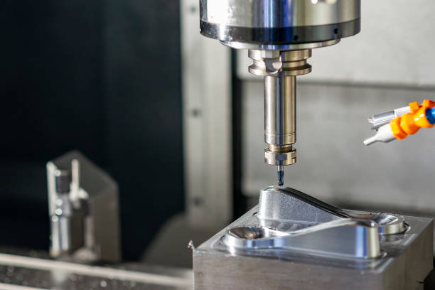 istock The CNC milling machine finishing cut the sample parts by  solid ball  endmill tools. 1214723272